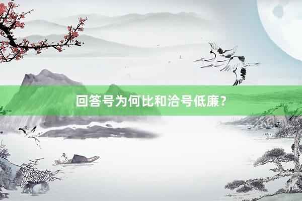回答号为何比和洽号低廉?